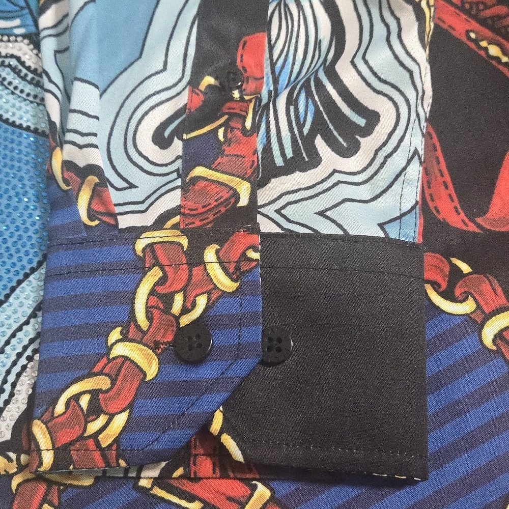 Platini Men's Bold Chain Pattern Casual Shirt - Picture 5 of 9